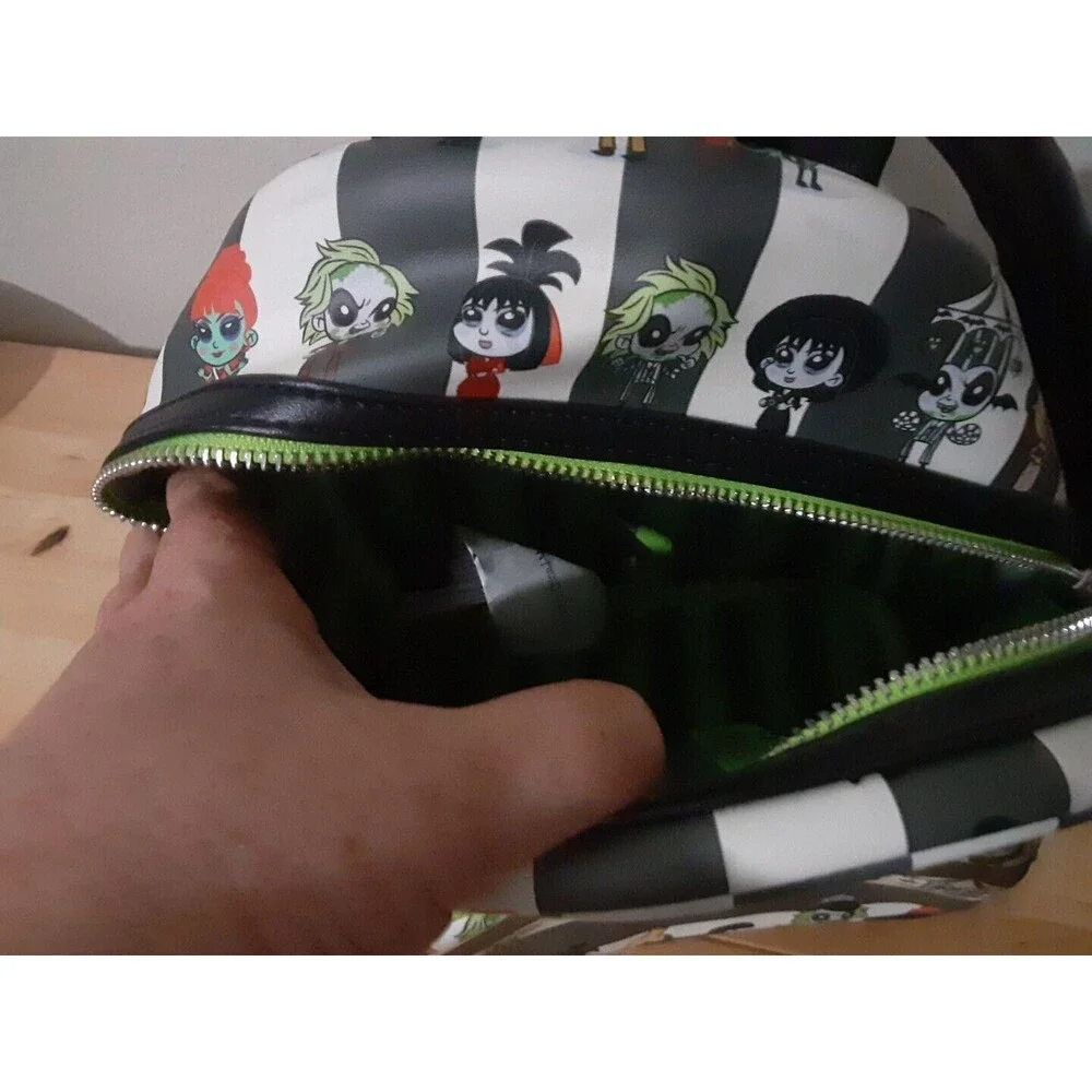 Loungefly Beetlejuice Chibi Mini Backpack Double Shoulder Strap Bag Purse